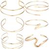 TIESOME 6 bracciali dorati, 8 cm, bracciale, regolabile, oro da donna, minimalista, boho punk vortice, set di braccialetti con bobina greca regalo delicato per ragazze