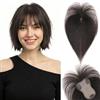 S-noilite Topper Capelli Umani per Donne, 20g Capelli Veri con Frangia, 25CM Frangia Fermaglio per Capello, Umani Toppers con 8x11CM Base in Pizzo, Topper Capello Veri per Diradati, Noir Naturel #1B