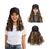 KONFEN Cappello con Capelli Finti Da Baseball, Parrucca Donna Lunga Ondulata, Parrucche Donna Capelli Lunghi Sintetica Fibra, Naturale Parrucca Riccia, Per Feste Quotidiano, 45 cm, Castano Mix Biondo