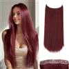 JJstar Extension Capelli Ricci Halo 50cm, ca.Rosso vinaccia | Extension Halo riccia da 50 cm, ca. 120 g, con filo regolabile e tre clip rimovibili per dare volume e lunghezza senza colla.
