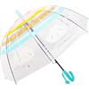 Meichoon Kids Ombrello Arcobaleno Trasparente a strisce Simpatiche Nuvole Push-Pull Maniglia Dritta Piccolo Arco Telaio per bambini e bambine da 3 a 10 anni Blu