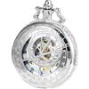 TREEWETO Orologio da tasca da uomo con catena, design retrò, vintage, anticato, meccanico, numeri romani, per papà, nonno, compleanno, Natale, gold