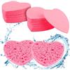 Abeillo 50 spugne per il viso compresse per la pulizia quotidiana, in polpa di legno naturale, spugna esfoliante per il viso, spugne cosmetiche per la rimozione del trucco, rosa cuore (6,3 cm)