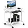 Techly 105926 Scrivania Mobile Compact per Computer Ripiano Tastiera Scorrevole Bianco Bianco