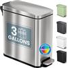 iTouchless 11 Litri Pattumiera con Pedale in Acciaio Inox passomorbido, con Filtro Antiodore Absorbx e Cestino Interno Rimovibile, per Bagno, Camera da Letto e Ufficio