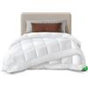VOUNOT® Piumone Letto Una Piazza e Mezza 4 Stagioni 155x200 cm, Piumino Caldo Invernale 500 GSM, Trapunta Abbottonata Estiva 200 g/m² e Autunnale 300 g/m², 100% Microfibra, Bianco
