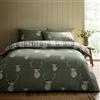 Catherine Lansfield Set copripiumino reversibile king size con federe, motivo cervo a quadri, verde chiaro