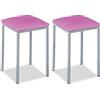 ASTIMESA Due sgabelli da cucina quadrati similpelle rosa, altezza della seduta 45 cm.