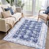 Auton Tappeto lavabile in lavatrice, 80 x 150 cm, design vintage, antiscivolo, per soggiorno, camera da letto, stampa floreale, resistente allo sporco, decorazione per la casa, ufficio, blu