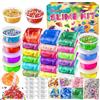 YOPINSAND Kit di 18 Colori Fai da Te per Ragazze, Crystal Clear Slime, Glow in the Dark Slime con Sfere di Schiuma Aggiuntive, Charms, Glitter, Giocattolo Regalo per Bambini