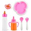 YAJIMAOY Biberon Magico per Bambole, Biberon per Bambole, 6 Pezzi Accessori per Bambole, Capezzolo, Piatto, Cucchiaio, Forchetta, Set di Accessori per Bambole, Accessori per Bambole, Accessori per Bambole