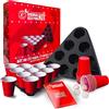 Original Cup Originale Birra Pong Kit Ufficiale® | Confezione Completa di Birra Pong Ufficiale | 22 Coppe Rosso | 2 Pitch Rack | 4 Palle | Regole Ufficiali | Gioco di Bere | OriginalCup®