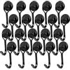 Anelueeoo 20 Pezzi Ganci Magnetici 16mm Nero, Neodimio Ganci Magnetici Extra Forti Ruotabile Gancio Magnetico Calamite Potenti Per Cucina, Camera da Letto, Gadget, Armadietti, Ufficio, Frigoriferi, Barbecue