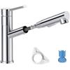 DAYONE Rubinetto da cucina cromato SUS304, in acciaio inox, con doccetta estraibile, 2 tipi di getto, girevole a 120°, alta pressione, rubinetto per lavello, rubinetto da cucina