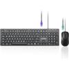 Perixx PERIDUO-117P Set Tastiera e Mouse PS/2, Layout QWERTY Italiano, Mouse Ottico a 3 Tasti, Cavo da 1,8 m, Nero