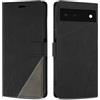 SONWO Cover per Google Pixel 6 Custodia, Flip Caso in PU Pelle Case Cover Premium Portafoglio Custodia per Google Pixel 6, Supporto Stand, Slot per Schede, Nero