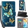 PHINIENLAND Cover per Honor X9b / Honor Magic 6 Lite Case PU Pelle Custodia [Kickstand] [Chiusura magnetica] [Slot per Schede], Portafoglio Flip Custodia per Honor X50 5G,Farfalla verde