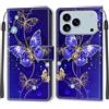 KENHONER Cover Compatibile con iPhone 17 Pro, Premium Pelle PU Portafoglio Flip Libro Custodia per iPhone 17 Pro [Protezione Completa] - Farfalla