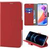 N NEWTOP Cover Compatibile con HONOR X6A, HQ Lateral Custodia Libro Flip Chiusura Magnetica Portafoglio Simil Pelle Stand Protezione Completa Case TPU Anti Urto Guscio Base Porta (Rosso)
