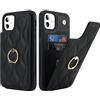 SailorTech iPhone 11 Custodia Con Portacarte per Donne, Anello Stand Con Kickstand, Carta di Credito - Carino e Alla Moda - Nero