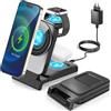 KDISHKRA Caricatore Wireless 3-in-1, Stazione Ricarica Rapida 15W Magnetica Pieghevole, Adatto iPhone 12 a 17, Apple Watch e AirPods