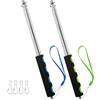 EUGENEKELLY 2 Pezzi 2 m Aste Telescopiche Bandiere, Aste Telescopiche in Acciaio Inox con 4 Ganci, Blu e Verde Asta telescopica allungabile,per Viaggi, Campeggio, Guide turistiche