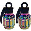 cyclingcolors 2x Cappucci delle valvole cappuccio tappi valvola forma di granata in alluminio Schrader per pneumatici bici moto auto auto quad monopattino, arcobaleno