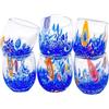 MurArt Bicchieri di Murano.Collezione DREAM. Set 6 Bicchieri da 35 ml Alt 10,5CM.In Vetro soffiato, Lavorato a Mano artigianalmente. Made in Italy (Blu, Bicchierini Liquore 6Pz)