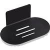 HONZUEN Porta Saponetta da Muro Autoadesivo, Cucina Bagno Portasapone da Acciaio Inox, No Foratura Porta Saponetta Scolo per Riporre Spugne di Sapone Spazzole(Nero)