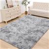 Leesentec Tappeto Salotto Tappeto Camera da Letto,Tappeti Moderno Soffice Pelo Lungo Antiscivolo per Soggiorno,Cameretta,Ingresso Interno(Grigio/Bianco,120 * 160cm)