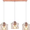 PETITES ECREVISSES Lampadario a Sospensione Vintage 3 Luci Industriale E27 Plafoniera Retro in Metallo gabbia Lampada da soffitto per Cucina Salotto (Oro Rosa)