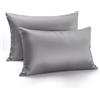 Zenssia: set di 2 federe per cuscini in raso di lusso, 40 x 60 cm, morbide come un cuscino di seta, per la cura dei capelli e della pelle, con chiusura lampo, colore: grigio scuro