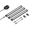 ledscom.de Luce sotto il mobile a LED SIRIS nero opaco, piatto, ogni 30cm, ogni 368lm, bianco caldo, set di 3