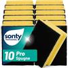 Sonty - 10 spugne per pulizia di alta qualità, per lo sporco ostinato, spugna con materiale abrasivo, 9 x 7 x 4 cm, colore: nero/giallo
