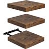 FURNITABLE Mensola da Muro Set di 3 Mensola da Parete Compatte da 20 x 20 cm, in MDF, per Bagno, Cucina, Corridoio, Marrone Vintage