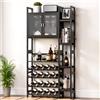 Yorbay Portabottiglie da Terra per 20 Bottiglie, Portabottiglie Vino Multistrato con Porta e Portabicchieri, Porta Vino Decorativo con Telaio Laterale per Pavimento, Bar, Cucina, Sala da Pranzo