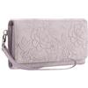 GAEKEAO Portafoglio Donna Grande con Stampa Floreale, Porta Carte in PU-Pelle, Portafogli Triplo con Polsino Rimovibile, Grande Capacità Pochette da Polso Donna con Protezione RFID, Clutch