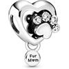 Vegaine Zampa del Cane Mamma Charms Ciondolo per Braccialetti San Valentino Festa della Mamma Gioielli Regali per Donne