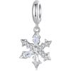 Qings Ciondolo Charm Fiocco di Neve Argento Sterling 925 con Zirconia Splendente Cristallo Invernale Charms Bead Natalizia Compatibile con Braccialetto e Collana Regalo Compleanno per Donna Ragazz