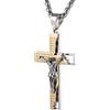 Hzman da uomo in acciaio INOX a forma di croce crocifisso Bibbia preghiera ciondolo collana 61 cm catena e Acciaio inossidabile, colore: Gold, cod. S7501E