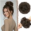 FESHFEN Chignon Finto per Capelli, Elastici Chignon Finti Sintetica Ondulato Capelli Naturale Coda di Cavallo Marrone cenere medio Posticci per Capelli Spessi Updo per Donne Ragazze, 55g