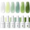 PEACECOLOR 6 * 10ML Smalto Semipermanente Unghie, Trasparente Verde Jelly Gel Nail Polish, UV/LED Soak Off Smalto per Unghie Semipermanente Kit de Manicure