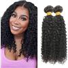 Evaxilc Bundles Human Hair Extension Natural Black Capelli Umani Brazilian Remy Hair Kinky Curly Unprocessed Minimal Shedding Double Weft Hair For Women 2 Bundles Total 200g 12 14 Inch