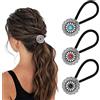 AOZUO 3 pezzi per coda di cavallo in stile occidentale, fascia elastica per capelli in metallo boho fermagli per capelli vintage turchese concho fiori di zucca elastici per capelli accessori per
