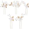 Funngy Fermagli per Capelli da Sposa,5 PCS Fermagli per Capelli Pezzi con Fiori e Foglie Accessori per Capelli Eleganti da Cerimonia per Matrimonio Decorazioni per Capelli Sposa e Damigella d'Onore