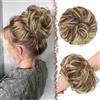FESHFEN Chignon Finto per Capelli, Elastici Chignon Finti Sintetica Ondulato Capelli Naturale Coda di Cavallo Castano Chiaro e Biondo Posticci per Capelli Spessi Updo per Donne Ragazze, 55g