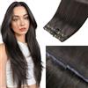 LaaVoo Butterfly Weft Extension Capelli Veri Tessitura Farfalla PU Castano Scuro 50cm 100g, Capelli Umani Remy, Morbidi e Lucenti, Cerimonie Importanti #2
