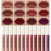 QiBest Horas Originales - Set di 12 rossetti liquidi opachi per ragazze e donne, 24 ore di durata, impermeabili, nude e rosso scuro, kit regalo per trucco, in velluto antiaderente, Cup Mate Duracion