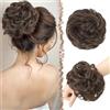 FESHFEN Chignon Finto per Capelli, Elastici Chignon Finti Sintetica Ondulato Capelli Naturale Coda di Cavallo Castano Medio Posticci per Capelli Spessi Updo per Donne Ragazze, 55g