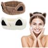 Abeillo 2 fasce per capelli cosmetici, graziose orecchie di gatto, in pile di corallo, morbido e cosmetico, fascia elastica da donna per la cura della pelle (curry + beige)